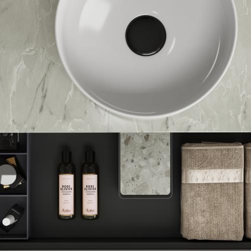 VANITIES - Savio Wall Hung Vanity Cabinet w/ Stone Top