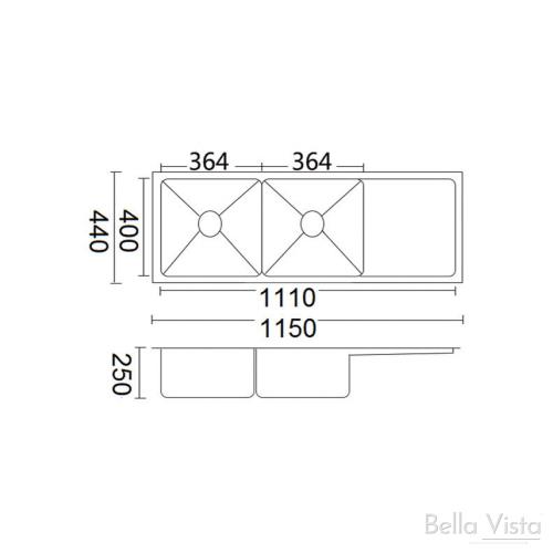SINKS AND TROUGHS - Stainless Steel Double Bowl Single Drain Sink