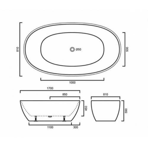 BATHS - STELA Matt Black Free Standing Bath Tub