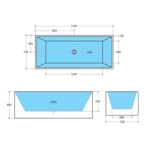 BATHS - THEO Square Free Standing Bathtub
