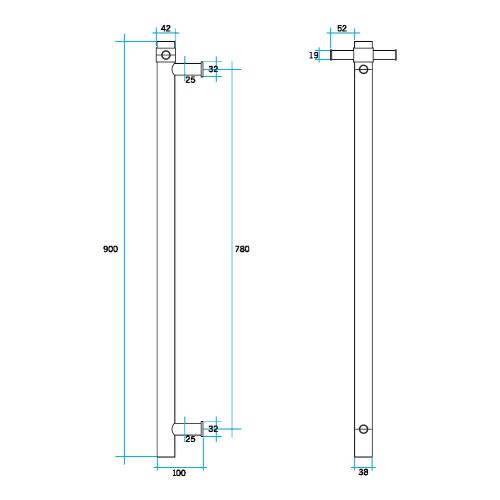 ACCESSORIES - Thermorail Round 12 Volt Vertical Single Heated Towel Rail