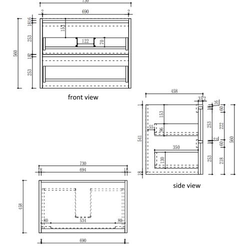 VANITIES - Venetta Framed Wall Hung Vanity - 