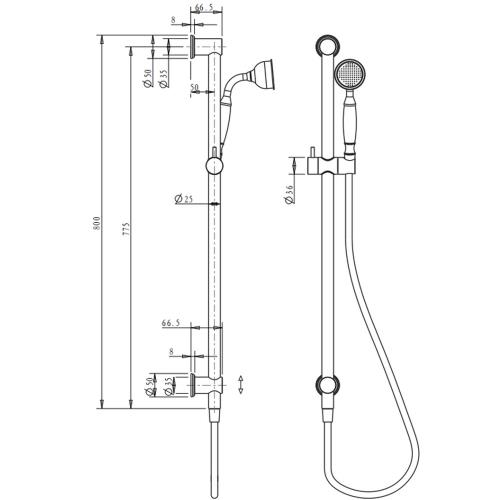 TAPWARE - Mica Heritage Shower Rail